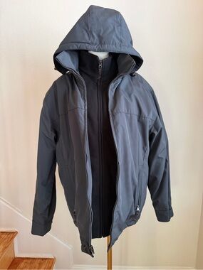 Weatherproof Mens Hooded Raincoat in Charcoal Gray